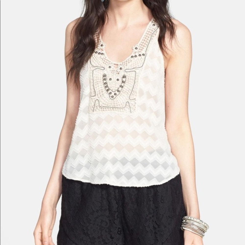 ASTR Beaded Crochet Tank Top